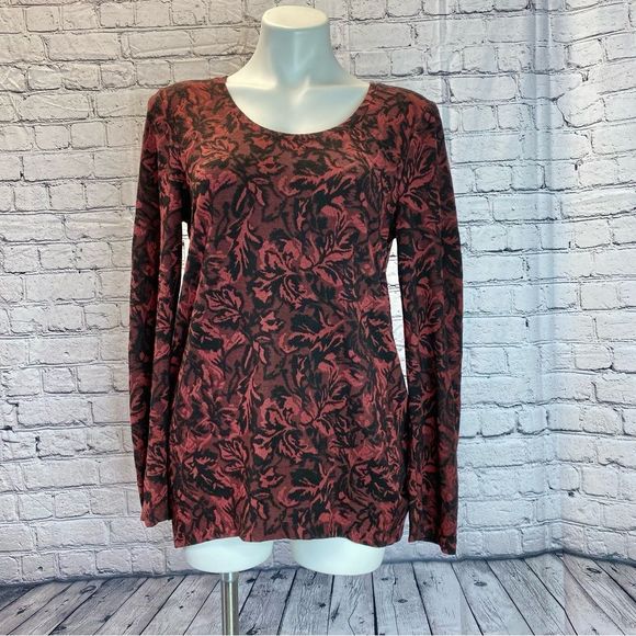 Habitat Floral Jacquard Knit Tunic size Medium red black - Picture 1 of 8